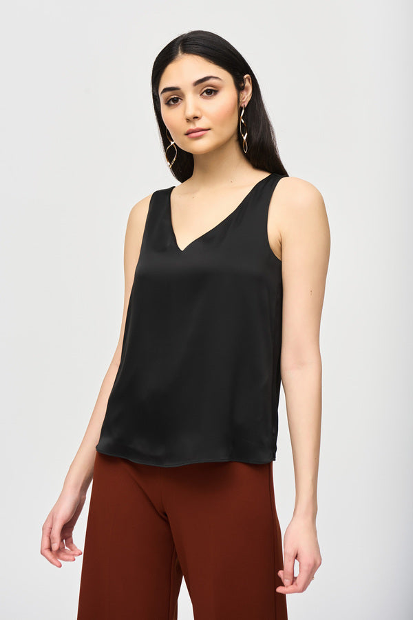 black satin shell top