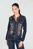 Frank Lyman - Leopard Trim Blue Denim Jacket