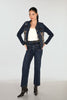 Frank Lyman - Leopard Trim Blue Denim Jacket